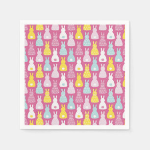 Cute Rosa Påskhare Rabbit Papper Napkins Pappersservett