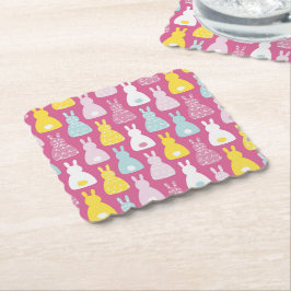 Cute Rosa Påskhare Rabbit Papper Underlägg