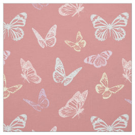 Cute Rosa Pastel Butterfly Mönster Girl Girl's Nur Tyg