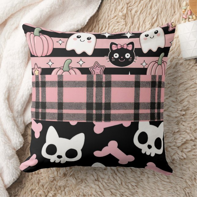 Cute Rosa Pastel Goth Halloween Kudde (Filt)