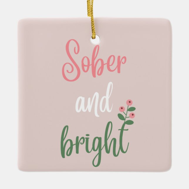 Cute Rosa Pastel Sober jul Gift Julgransprydnad Keramik (Framsida)