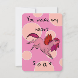 Cute Rosa Pegasus Alla hjärtans dagskort Tack Kort
