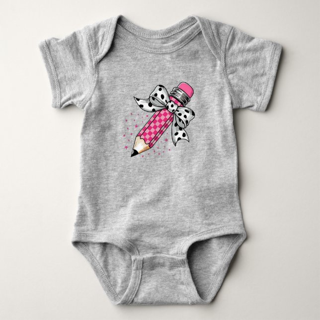 Cute Rosa Pencil Baby Exfit T Shirt (Framsida)