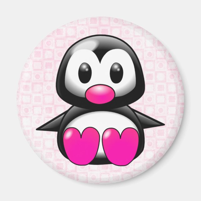Cute Rosa Penguin Magnet (Framsidan)