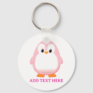 Cute Rosa Penguin Tecknad Anpassningsbar Nyckelring