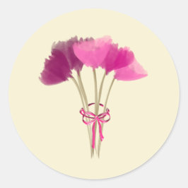 Cute Rosa Peony Flowers Classic Round Sticker Runt Klistermärke