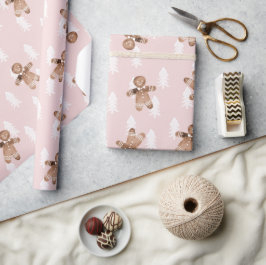 Cute Rosa Pepparkaksgubbe Julgran Helgdag Presentpapper