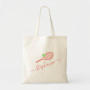 Cute Rosa Personlig Feminine Tennis Monogram Tygkasse