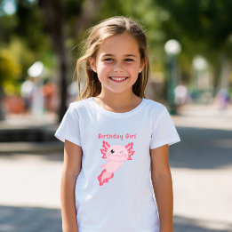 Cute rosa personlig födelsedag flicka axolotl t shirt