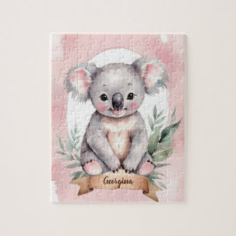 Cute Rosa Personlig Koala Kids Pussel