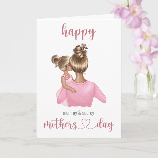 Cute Rosa Personlig Mors dag Card Kort (Orkide)