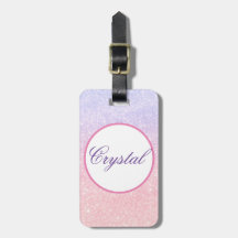 Cute Rosa Personlig Namn Glitter Travel