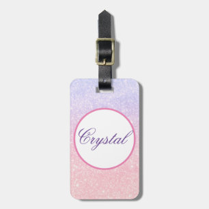 Cute Rosa Personlig Namn Glitter Travel Bagagebricka
