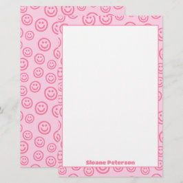 Cute Rosa Personlig Preppy Brevpapper