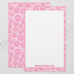 Cute Rosa Personlig Preppy Brevpapper