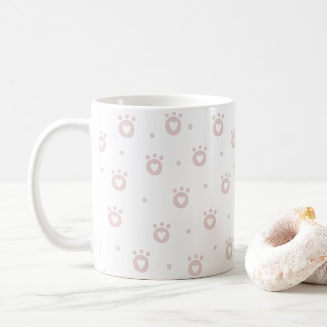 Cute  Rosa Pet Tassar & Hearts Mugg (Med munk)