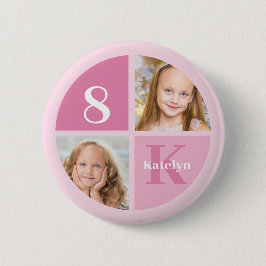 Cute Rosa Photo Personlig Birthday Girl Party Knapp