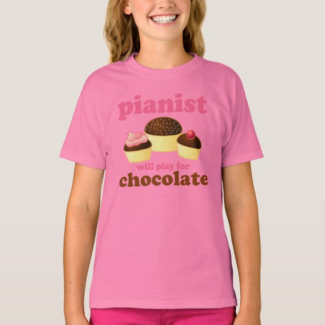 Cute Rosa Piano Kids T-shirt (Framsida)