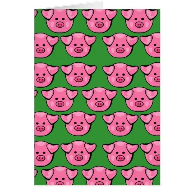 Cute Rosa Piggies Hälsningskort (Framsidan)