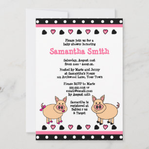 Cute Rosa Piggy Baby Shower-inbjudan Inbjudningar