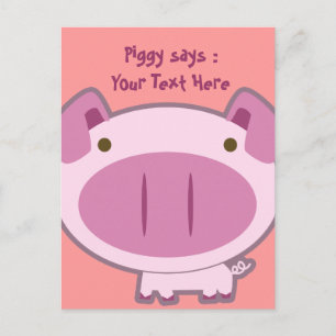 CUTE ROSA PIGGY POSTCARD VYKORT