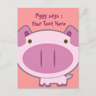 CUTE ROSA PIGGY POSTCARD VYKORT
