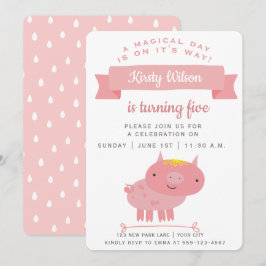 Cute Rosa Piglet | BARNS FÖDELSEDAG PARTY Inbjudningar