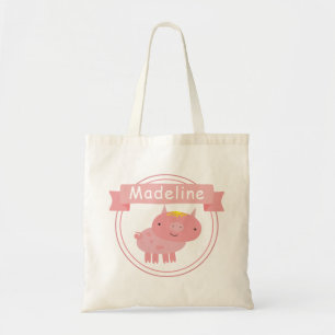 Cute Rosa Piglet - Personlig Kids Tygkasse