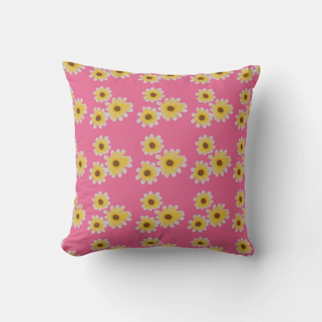 Cute Rosa Pillow med Daisey Design Kudde (Framsida)
