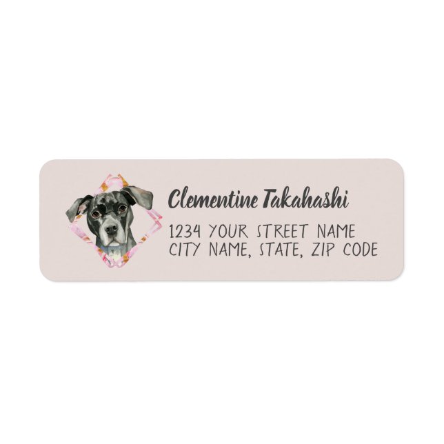Cute Rosa Pitbull Hund Returadress Returadress Etikett (Framsidan)