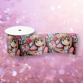 Cute Rosa Pixel Art Girl's Birthday Cuppie