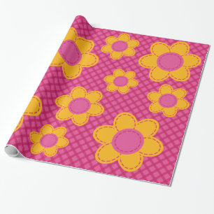 Cute rosa plaid mönster-stekad blomma vår flicka presentpapper