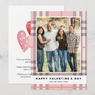 Cute Rosa Play Hearts Photo Valentine Day Card Anteckningskort