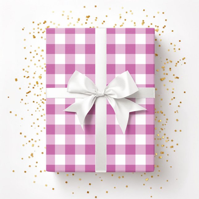 Cute Rosa Play Mönster Presentpapper (Cute Pink Plaid Pattern Wrapping Paper)