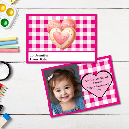 Cute Rosa Play Photo Classroom Valentine Kort