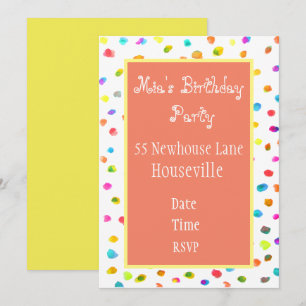 Cute rosa Polka dot art-flicka Party Inbjudningar