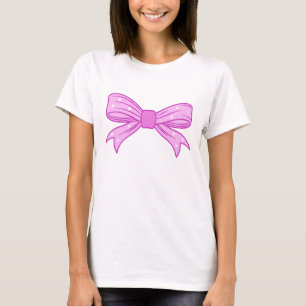Cute Rosa Polka Dot Bow Illustration Kawaii Girly T Shirt