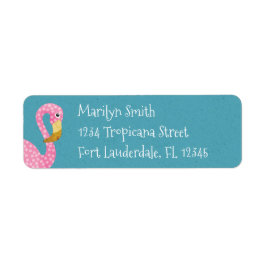 Cute Rosa Polka Dot Flamingo Returadress Etikett