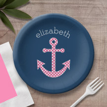 Cute Rosa Polka-punktfästpunkt med eget namn i flo