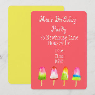 Cute rosa popsicle isblock, sommarflicka Party Inbjudningar