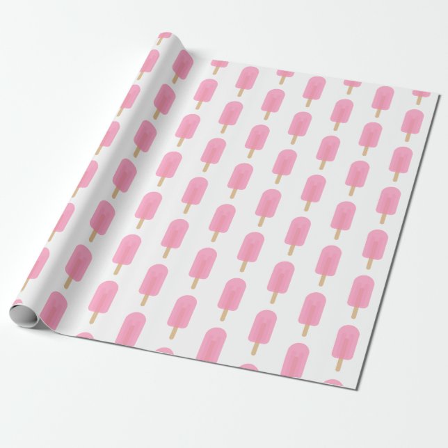 Cute Rosa Popsicle Mönster Presentpapper (Utrullad)