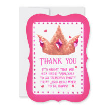 Cute Rosa Princess Birthday Flat Tacket You Card