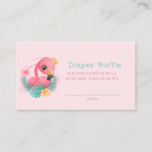 Cute Rosa Princess Flamingo Girl Diaper Raffle Visitkort