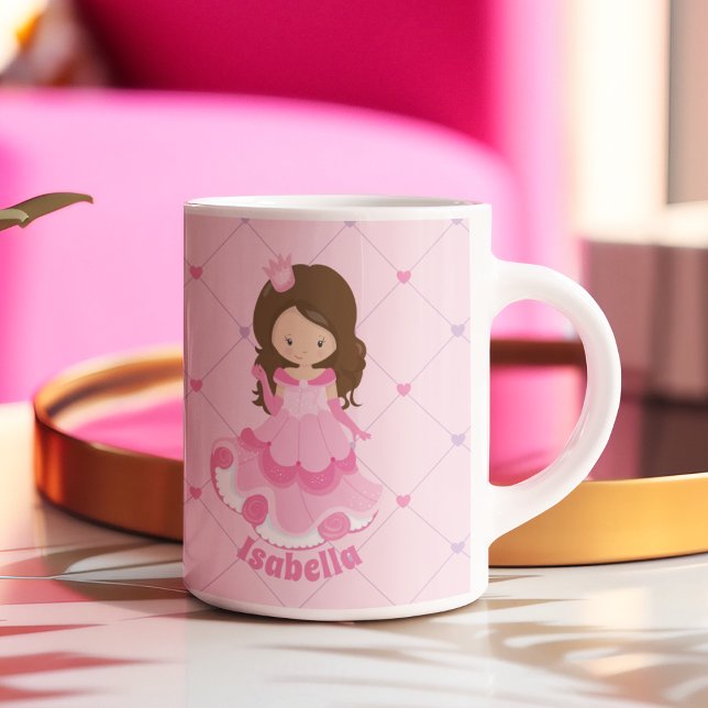Cute Rosa Princess Girl Personlig Kids Namn Kaffemugg (Skapare uppladdad)