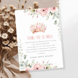 Cute Rosa Princess Krona Tiara Blommigt Birthday Tack Kort<br><div class="desc">Det är mycket enkelt att anpassa,  med dina personuppgifter. Om du behöver någon annan matchande produkt eller anpassning kan du skicka ett vänligt meddelande via Zazzle.</div>