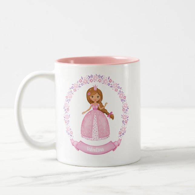 Cute Rosa Princess Personlig Två-Tonad Mugg (Vänster)