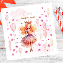 Cute rosa prinsessan och ballonger födelsedag