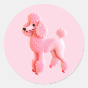 Cute Rosa Pudel Runt Klistermärke