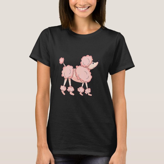 Cute Rosa Pudel T Shirt (Framsida)