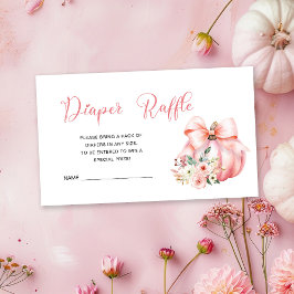 Cute Rosa Pumpkin Baby Shower Diaper Raffle Tilläggskort
